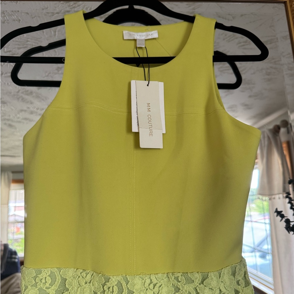 NWT MM Couture Yellow Lace Mini Dress | Palm Beach Resort Chic | Elegant Summer - Picture 6 of 10